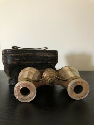 Latour Paris French Antique Mother Of Pearl With Brass Theater Opera Binoculars. 2
