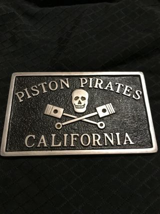 Vintage Aluminum Car Club Plaque Plate Piston Pirates California.  D74