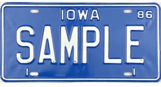 99 Cent 1986 Iowa Sample License Plate