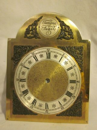 Vintage Grandfather Clock Face Tempus Fugit Western Germany Roman Numeral Ornate