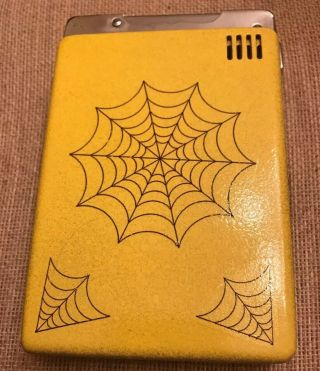 Vintage Yellow Spiderweb Continental Cigarette Holder Lighter Combo