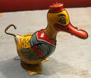 Vintage J.  Chein Tin Lithograph Wind Up Toy Sailor Duck