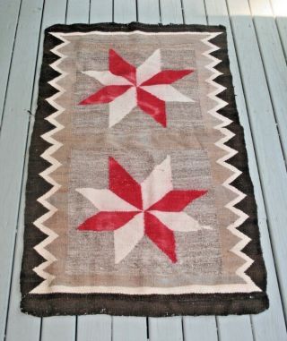 Dazzler Antique Navajo Native American Indian Ganado 27 X 43 Blanket Rug 1920s
