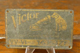 Vintage Victor Victrola Talking Machine Brass Id Tag Plate Model Vv Vi