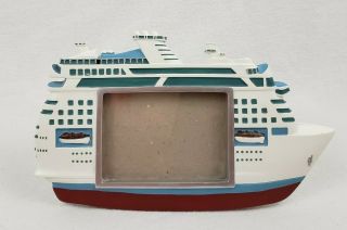 Vintage Cruise Ship Picture Photo Frame Tabletop Or Hanging 11 " Long X 6.  5 " High