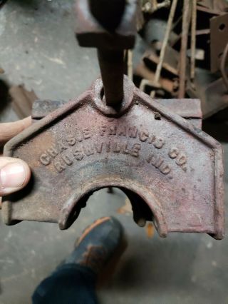 2 Antique Cast Iron Set (4) Corner Brackets Chas.  E Francis Industrial Cart Table