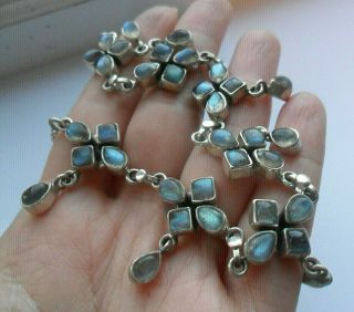 Vintage Jewellery Silver Labradorite Gemstone Necklace 925 Drippy Style