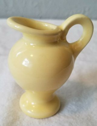 Small Vintage Usa Marked Yellow Pottery Handled Vase Or Toothpick Holder