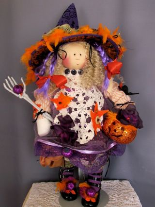 23 " Halloween Witch Doll Little Souls Dolls Gretchen Wilson Vintage Cloth Doll