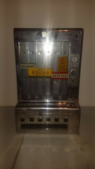 1936 Mills 1 Cent Gum Dispensing Machine Antique