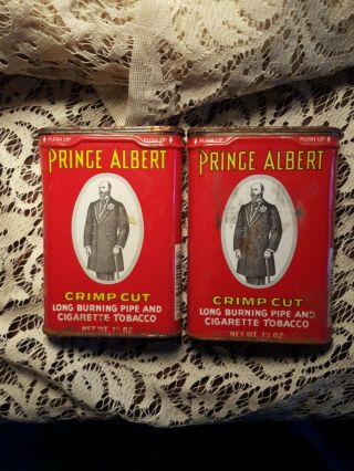 Vintage Prince Albert Crimp Cut Pipe & Cigarette Tobacco Can