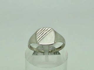 Stylish Vintage English Sterling Silver Blank Unengraved Signet Ring Size O