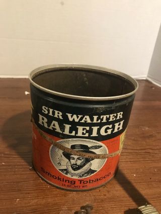 Vintage Sir Walter Raleigh 14 Oz.  Smoking Tobacco Tin Early 1960 