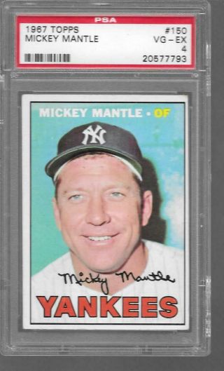 1967 Topps 150 Mickey Mantle Yankees Psa 4 Vg - Ex