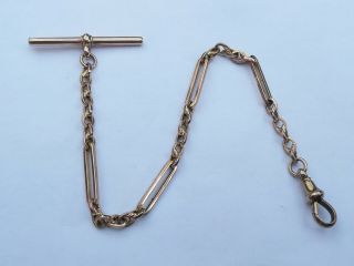 Fab Antique Solid 9ct Gold Albert Pocket Watch Trombone Link Chain Bracelet