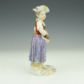 Antique Meissen Dresden Porcelain - Young Girl With Apples Figurine 2
