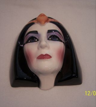Vintage Clay Art Ceramic Wall Face Mask of Elizabeth Taylor as 