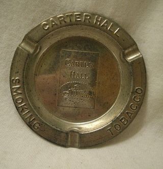 Vintage Carter Hall Smoking Tobacco Silver Tin Steel Ashtray Mid - Century Barware