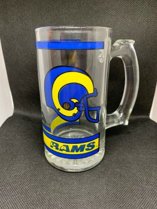 Vintage L.  A.  Los Angeles Rams Glass Mug Nfl Football Beer