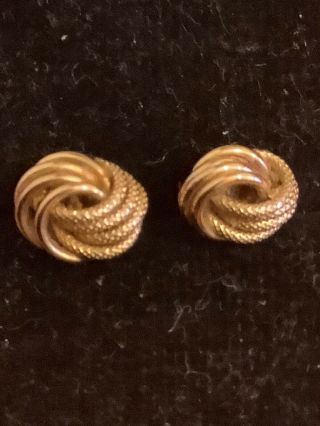 Vintage 9ct.  Gold 4x Stand Knot,  Stud Earrings - Stylish & Elegant - 10mm Diameters