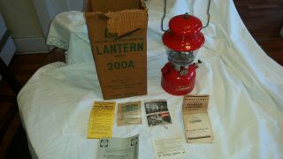 Vintage 1957 Red Coleman 200a Single Mantle Lantern Pyrex Globe