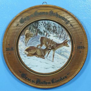10 " Antique German Black Forest Wood Carved Hunt Target Prize Deer 1931 Prewwii