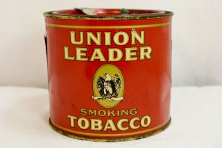 Vintage Union Leader Smoking Tobacco 7 Oz.  Canister W/ Opening Key