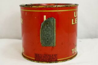 Vintage Union Leader Smoking Tobacco 7 oz.  Canister w/ opening key 2