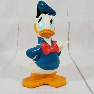 Walt Disney Donald Duck Piggy Bank By Illco Toy Rubber Plastic Vintage 11.  5 "