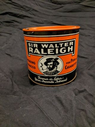 Vintage Sir Walter Raleigh Smoking Tobacco Knob Top Canister Tin