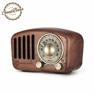 Greadio Vintage Classic Radio Retro Bluetooth Speaker Wooden Fm Aux Walnut
