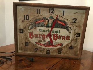 Vintage Cincinnati Burger Brau Beer Large Advertising O’clock