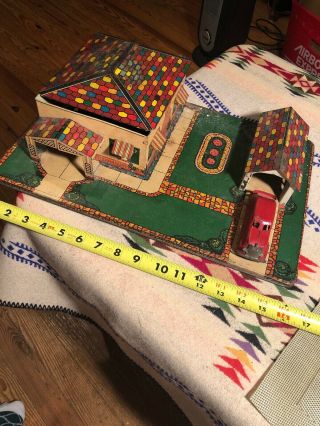 Awesome 1930’s Vintage Tin Toy House And Car Set
