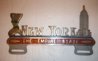License Plate Topper Vintage - York - The Empire State - W/ Bathing Beauty