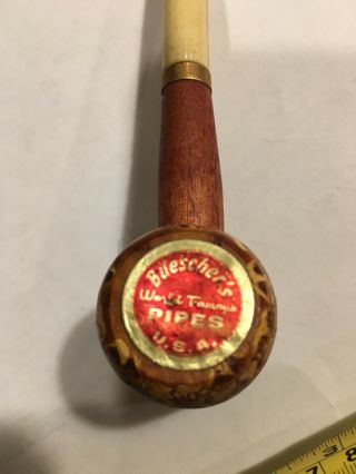 Vintage Buescher ' s Sweet Corn Cob Pipe Straight Bone Bit. 2