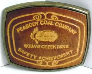 Vintage Peabody Coal Co Belt Buckle Squaw Creek Mine Indiana Safety Achievement
