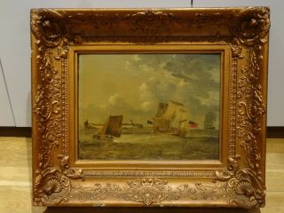 18th century English School Navy Ships Sailing Antique Marine Oil Painting 2