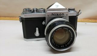 Vintage Nikon F Slr Film Camera Nikkor - S 1.  4 50mm Lens Nippon Kogaku