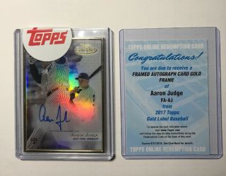 Aaron Judge 2017 Topps Gold Label Framed Rc Auto Yankees Redemption Rookie