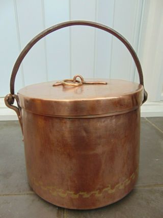 Antique 18th/19th C French Dovetailed Copper Braising Cauldron Stew Stock Pot