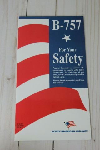 North American Airlines Boeing 757 Safety Card - 2/03 (rev A - 2)