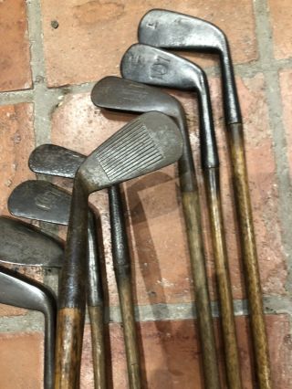 Antique Hickory Golf Clubs A Set Of Tom Stewart Irons X8 2