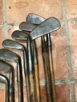 Antique Hickory Golf Clubs A Set Of Tom Stewart Irons X8 3
