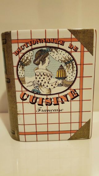 Vintage Estello Book Ceramic,  Made In France Dictionnaire De Cuisine Francais