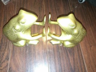 Vintage Brass Frog Bookends Set Of 2 Frogs Book Ends