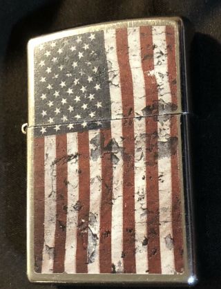 Vintage Distressed American Flag Zippo Lighter,  Bradford,  Pa.  Made In The Usa