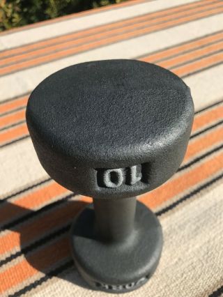 Vintage York ten pound dumbbell barbell pre USA shape.  10 pound weight. 3