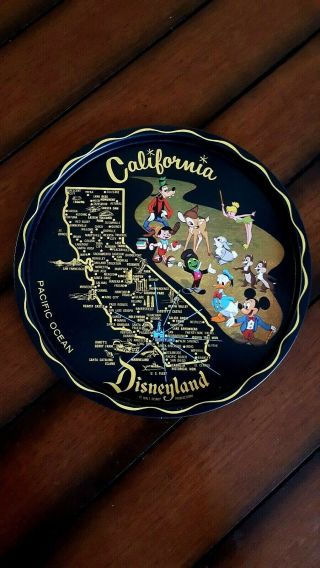 Vintage California Disneyland Walt Disney Tray Plate Metal Souvenir Park