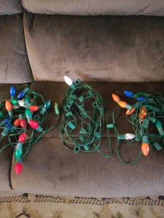 3 Strands Of Vintage Outdoor Christmas Lights C9 Bulbs Multicolors