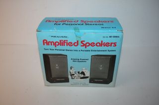 Vintage Realistic Radio Shack Minimus 0.  6 Amplified Speakers 40 - 1259a Nos